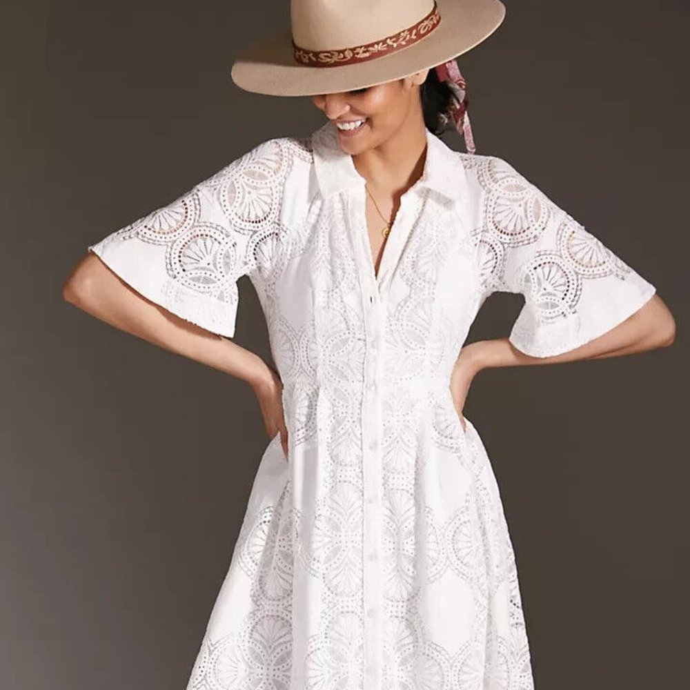 Anthropologie Maeve Eyelet Midi Dress - Picture 4 of 7